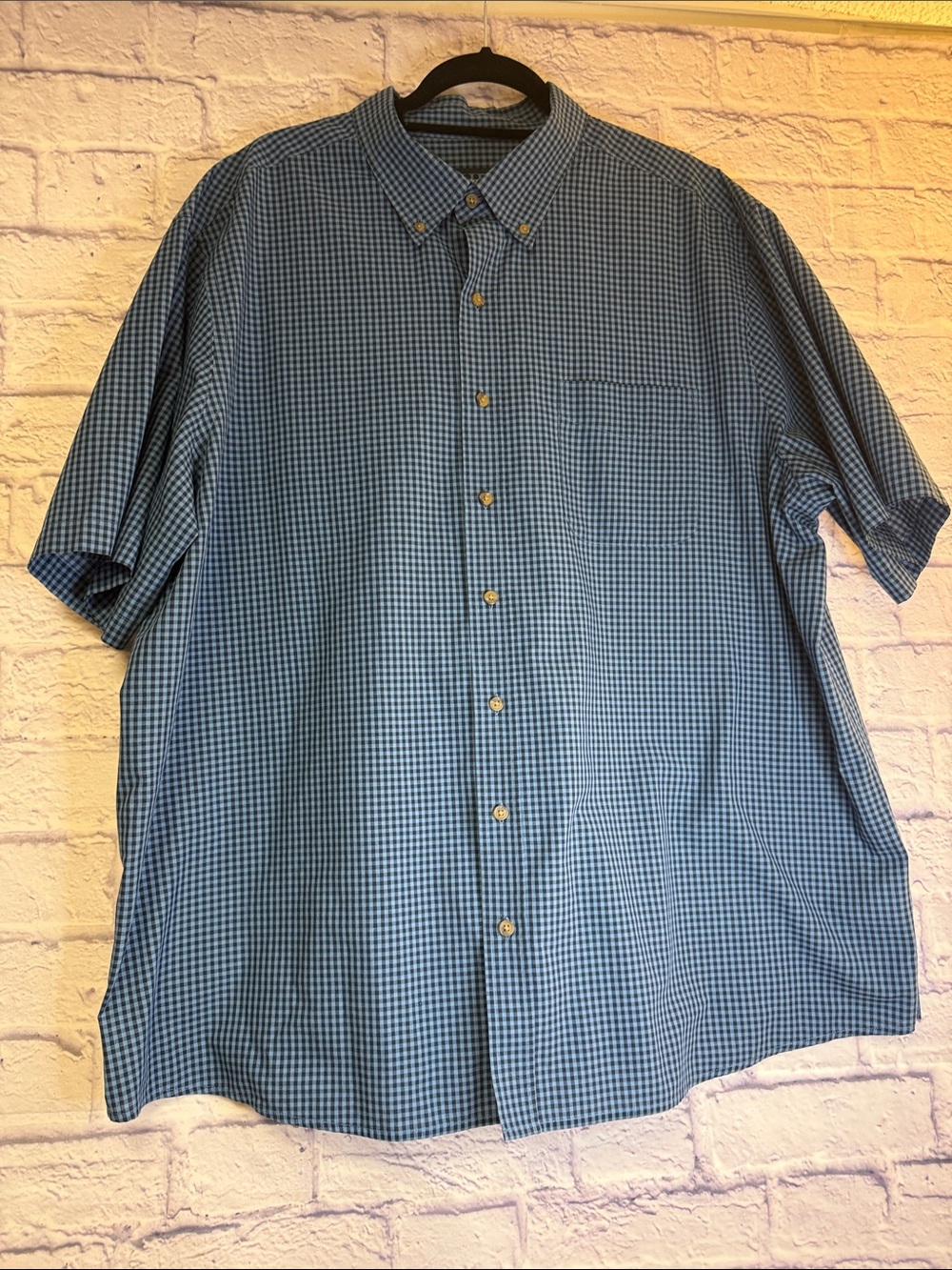 Harbor Bay Blue Gingham Short-Sleeve Button-Down Shirt